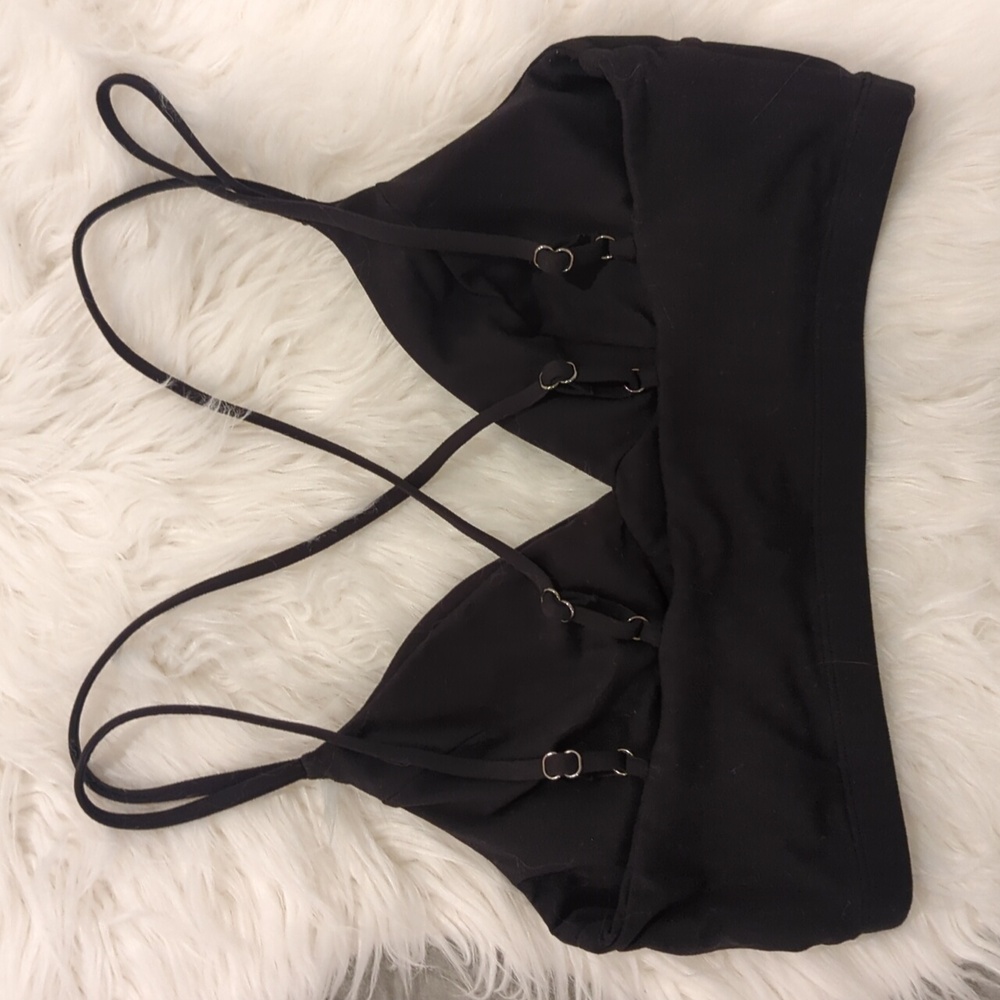 CXIX LuxLounge Black Strappy Long Line Padded Bralette - Picture 2 of 5
